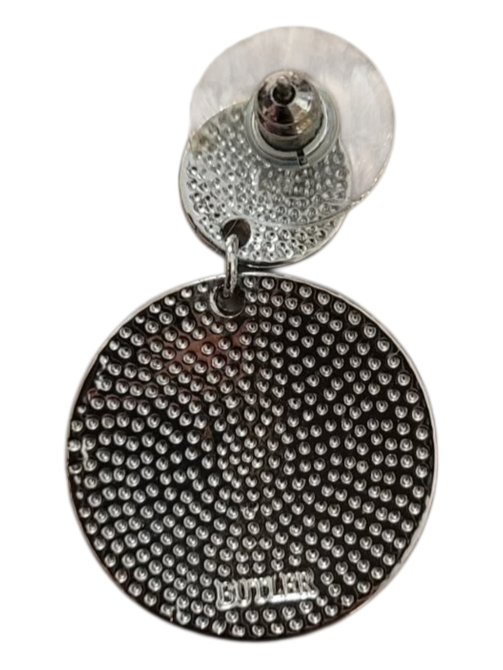Zebra-Pattern Silver Drop Earrings - Picture 3 of 4